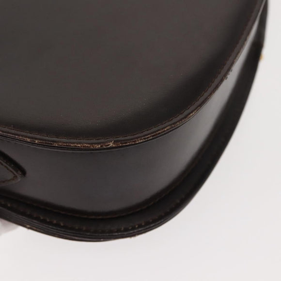 GUCCI Shoulder Bag Leather Brown gold Auth fm4925