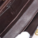 GUCCI Shoulder Bag Leather Brown gold Auth fm4925-11