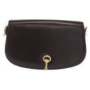 GUCCI Shoulder Bag Leather Brown gold Auth fm4925-13