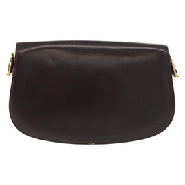 GUCCI Shoulder Bag Leather Brown gold Auth fm4925 - 0