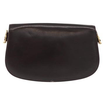 GUCCI Shoulder Bag Leather Brown gold Auth fm4925 - 0