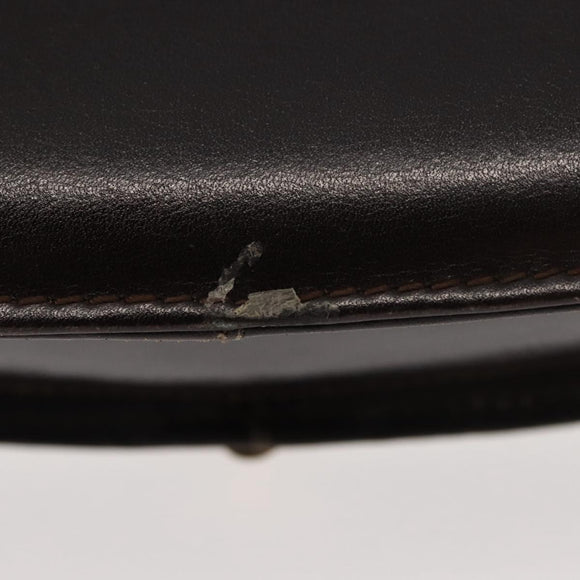 GUCCI Shoulder Bag Leather Brown gold Auth fm4925