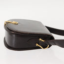 GUCCI Shoulder Bag Leather Brown gold Auth fm4925-4
