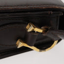 GUCCI Shoulder Bag Leather Brown gold Auth fm4925-5