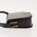 GUCCI Shoulder Bag Leather Brown gold Auth fm4925-6