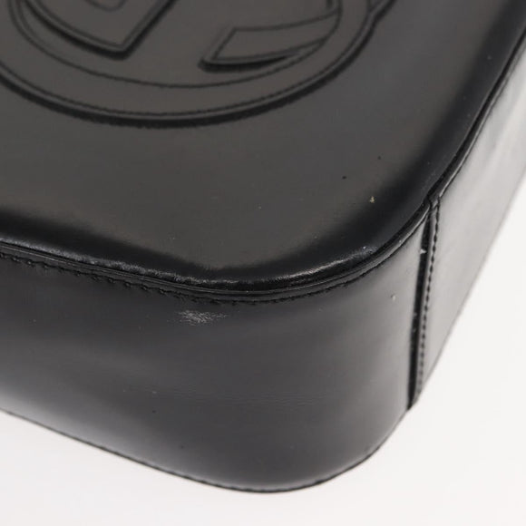 GUCCI Shoulder Bag Enamel Black Silver Auth fm4926