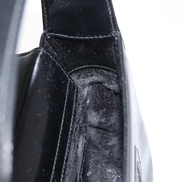 GUCCI Shoulder Bag Enamel Black Silver Auth fm4926