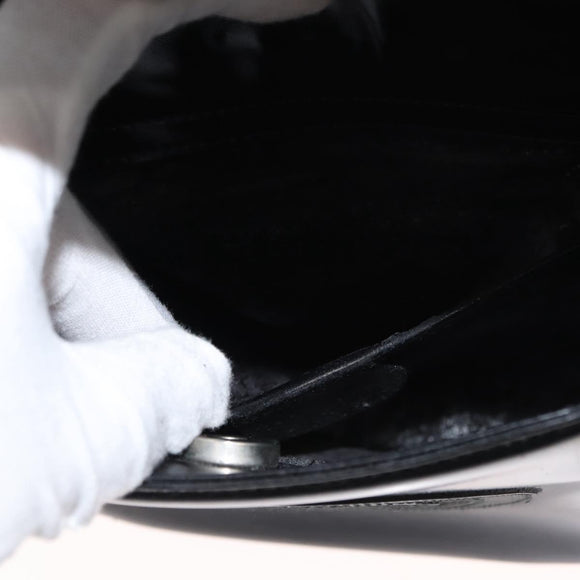 GUCCI Shoulder Bag Enamel Black Silver Auth fm4926