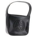 GUCCI Shoulder Bag Enamel Black Silver Auth fm4926-1