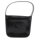 GUCCI Shoulder Bag Enamel Black Silver Auth fm4926-13