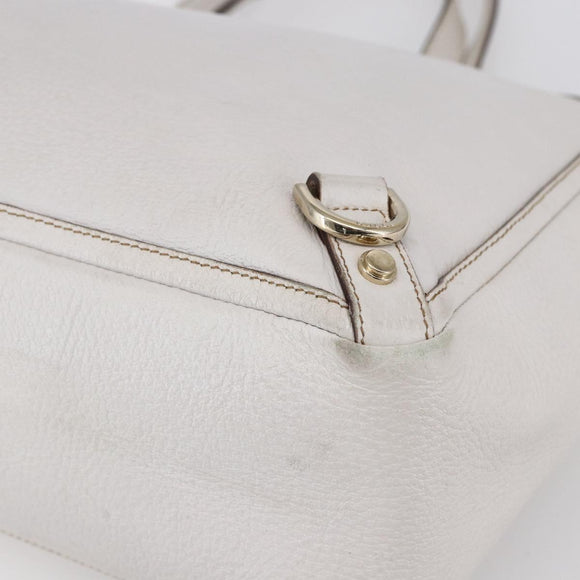 GUCCI Abbey Tote Bag Leather White Gold 141472 Auth fm4928