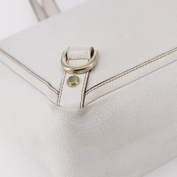 GUCCI Abbey Tote Bag Leather White Gold 141472 Auth fm4928