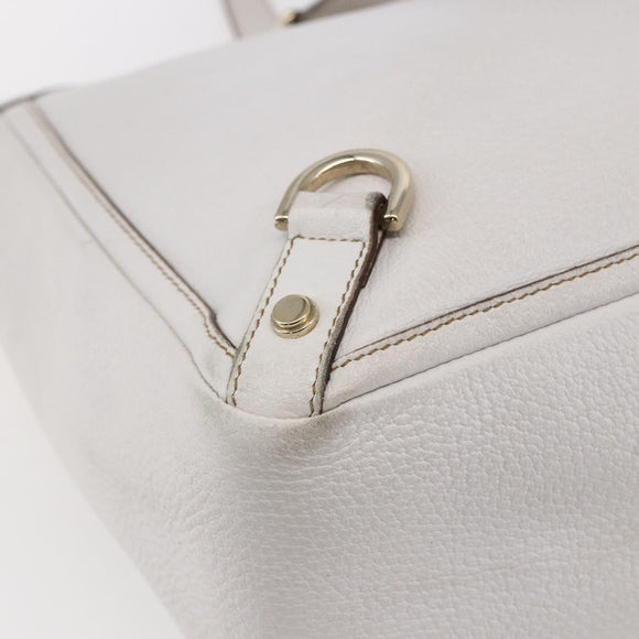 GUCCI Abbey Tote Bag Leather White Gold 141472 Auth fm4928