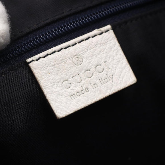 GUCCI Abbey Tote Bag Leather White Gold 141472 Auth fm4928