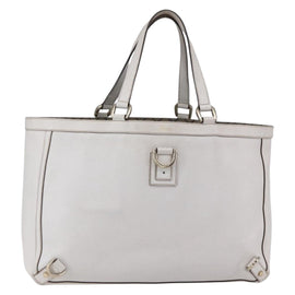 GUCCI Abbey Tote Bag Leather White Gold 141472 Auth fm4928
