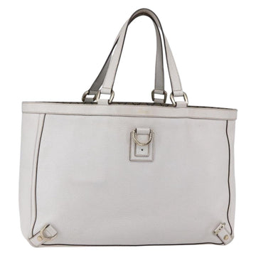 GUCCI Abbey Tote Bag Leather White Gold 141472 Auth fm4928