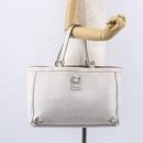 GUCCI Abbey Tote Bag Leather White Gold 141472 Auth fm4928-23