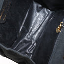 Salvatore Ferragamo Gancini Chain Shoulder Bag Suede Black Gold Auth fm4930-10