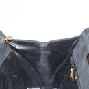Salvatore Ferragamo Gancini Chain Shoulder Bag Suede Black Gold Auth fm4930-18