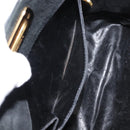 Salvatore Ferragamo Gancini Chain Shoulder Bag Suede Black Gold Auth fm4930-11