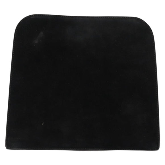 Salvatore Ferragamo Gancini Chain Shoulder Bag Suede Black Gold Auth fm4930