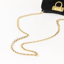 Salvatore Ferragamo Gancini Chain Shoulder Bag Suede Black Gold Auth fm4930-7