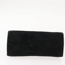 Salvatore Ferragamo Gancini Chain Shoulder Bag Suede Black Gold Auth fm4930-5