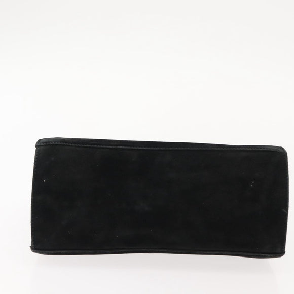 Salvatore Ferragamo Gancini Chain Shoulder Bag Suede Black Gold Auth fm4930