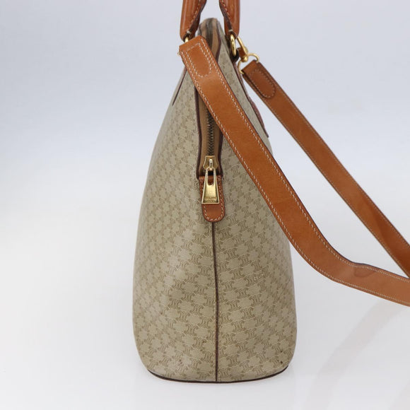 CELINE Macadam Canvas Hand Bag PVC 2way Beige Gold Auth fm4931