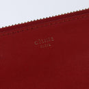 CELINE Trio Shoulder Bag Leather Red Gold Auth fm4933-17