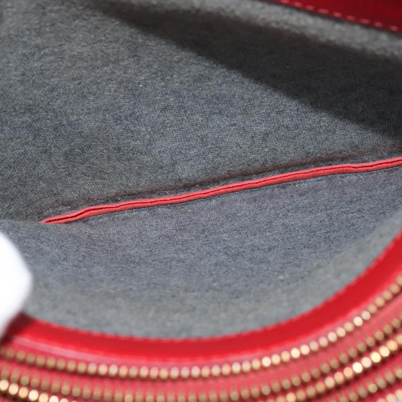 CELINE Trio Shoulder Bag Leather Red Gold Auth fm4933