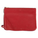 CELINE Trio Shoulder Bag Leather Red Gold Auth fm4933-13