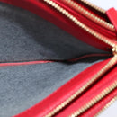 CELINE Trio Shoulder Bag Leather Red Gold Auth fm4933-22