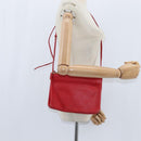 CELINE Trio Shoulder Bag Leather Red Gold Auth fm4933-28