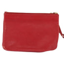 CELINE Trio Shoulder Bag Leather Red Gold Auth fm4933-2