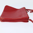 CELINE Trio Shoulder Bag Leather Red Gold Auth fm4933-4
