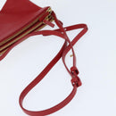 CELINE Trio Shoulder Bag Leather Red Gold Auth fm4933-7