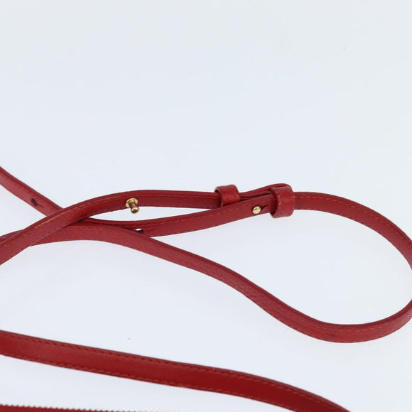 CELINE Trio Shoulder Bag Leather Red Gold Auth fm4933