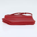 CELINE Trio Shoulder Bag Leather Red Gold Auth fm4933-5