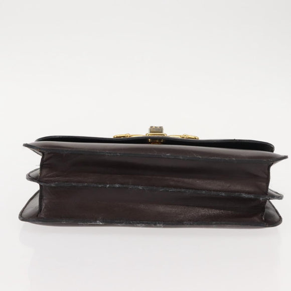 CELINE Handtasche Leder Braun Gold Auth fm4934
