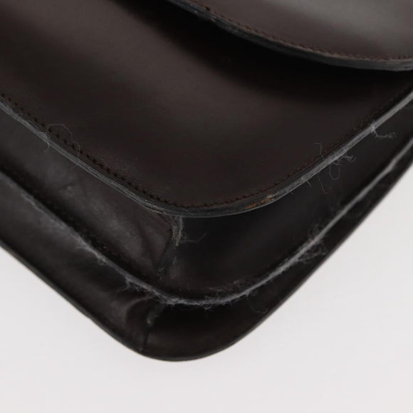 CELINE Hand Bag Leather Brown Gold Auth fm4934