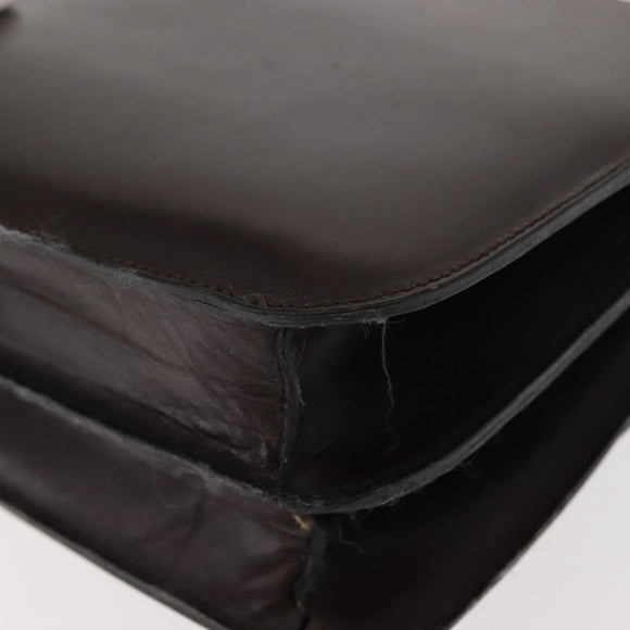 CELINE Hand Bag Leather Brown Gold Auth fm4934