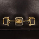 CELINE Hand Bag Leather Brown Gold Auth fm4934-17