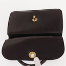 CELINE Hand Bag Leather Brown Gold Auth fm4934-10