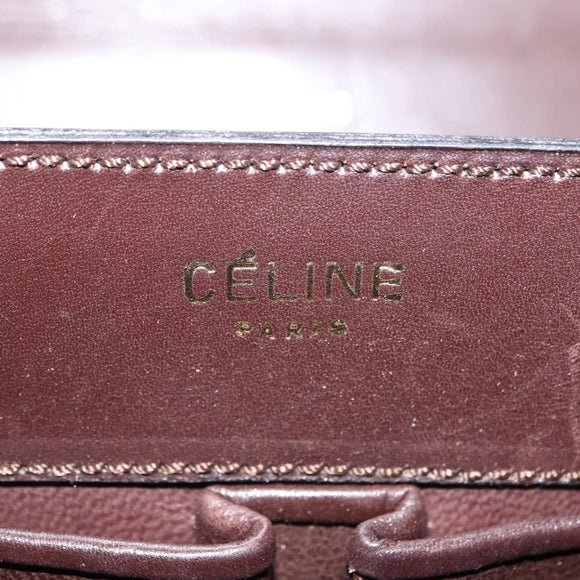 CELINE Hand Bag Leather Brown Gold Auth fm4934