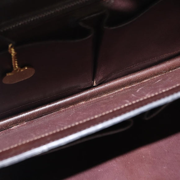 CELINE Hand Bag Leather Brown Gold Auth fm4934