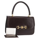 CELINE Hand Bag Leather Brown Gold Auth fm4934-1