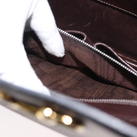 CELINE Hand Bag Leather Brown Gold Auth fm4934