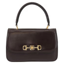 CELINE Hand Bag Leather Brown Gold Auth fm4934-13