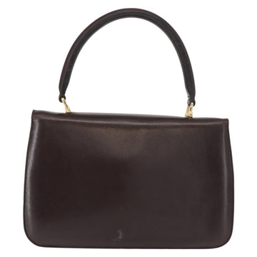 CELINE Hand Bag Leather Brown Gold Auth fm4934 - 0
